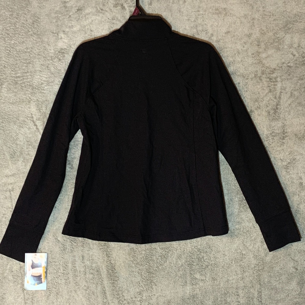 Avia Womens L 12 14 Black Full Zip Stretch Athletic Jacket Thumbholes NWT - Picture 5 of 8